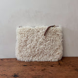Curlicue Shearling and Leather Pouches