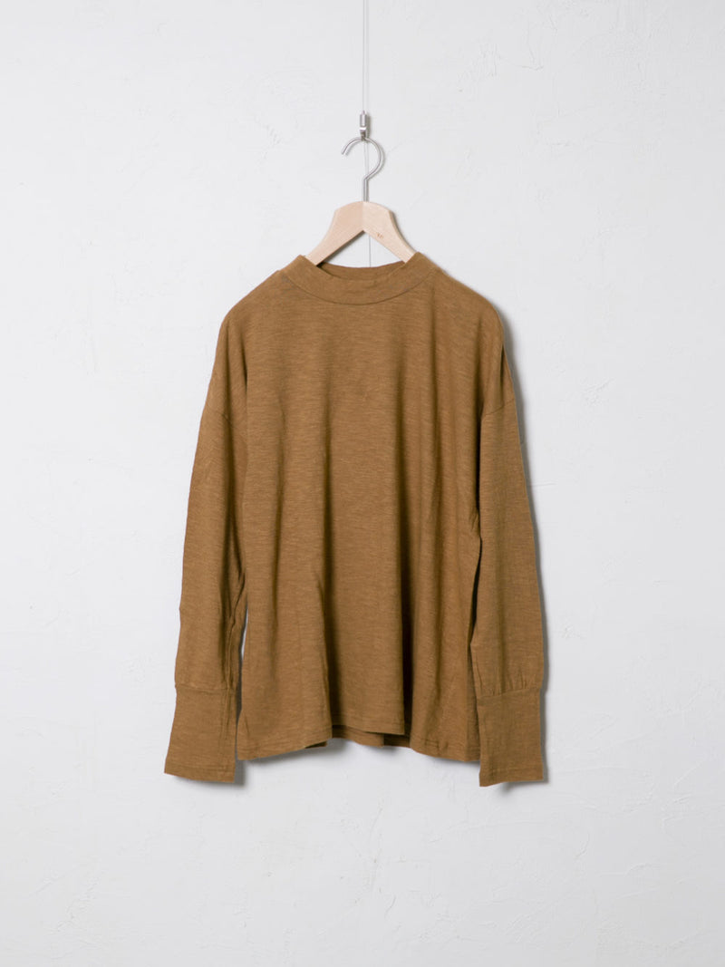 Woven Cotton Linen Mock Neck Pullover Shirt