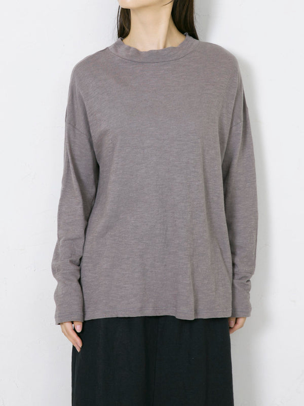 Woven Cotton Linen Mock Neck Pullover Shirt