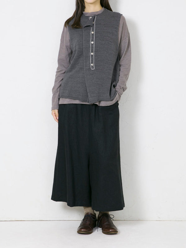 Woven Cotton Linen Mock Neck Pullover Shirt
