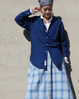 Indigo Dyed Band Collared Shirt