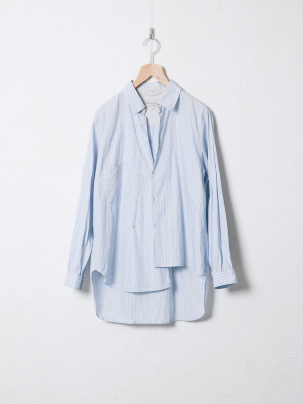 Cotton Stripe 2-Way Asymmetrical Button Up