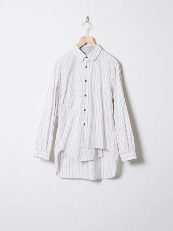 Cotton Stripe 2-Way Asymmetrical Button Up