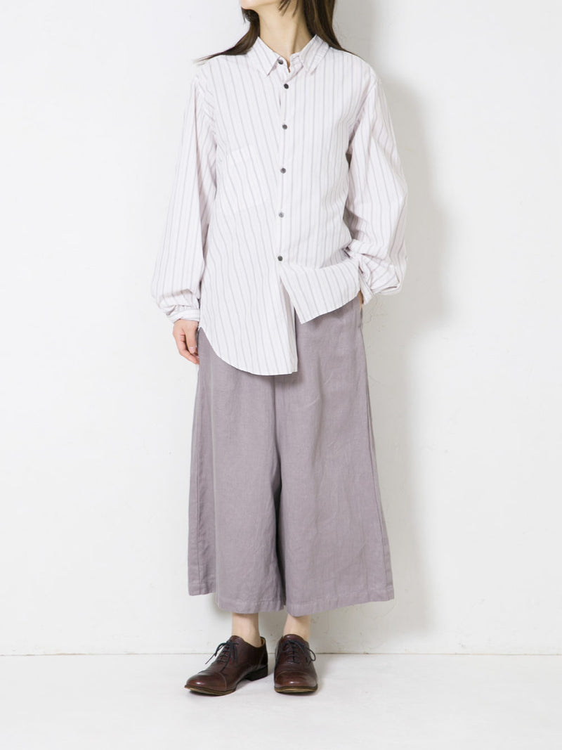 Cotton Stripe 2-Way Asymmetrical Button Up