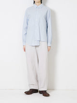 Cotton Stripe 2-Way Asymmetrical Button Up
