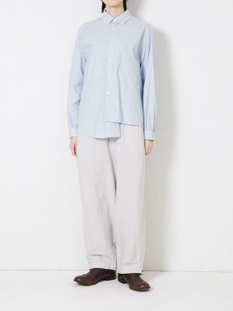 Cotton Stripe 2-Way Asymmetrical Button Up