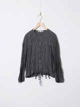 Washed Woven Linen Blouse with Lace 01