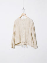 Washed Woven Linen Blouse with Lace 01