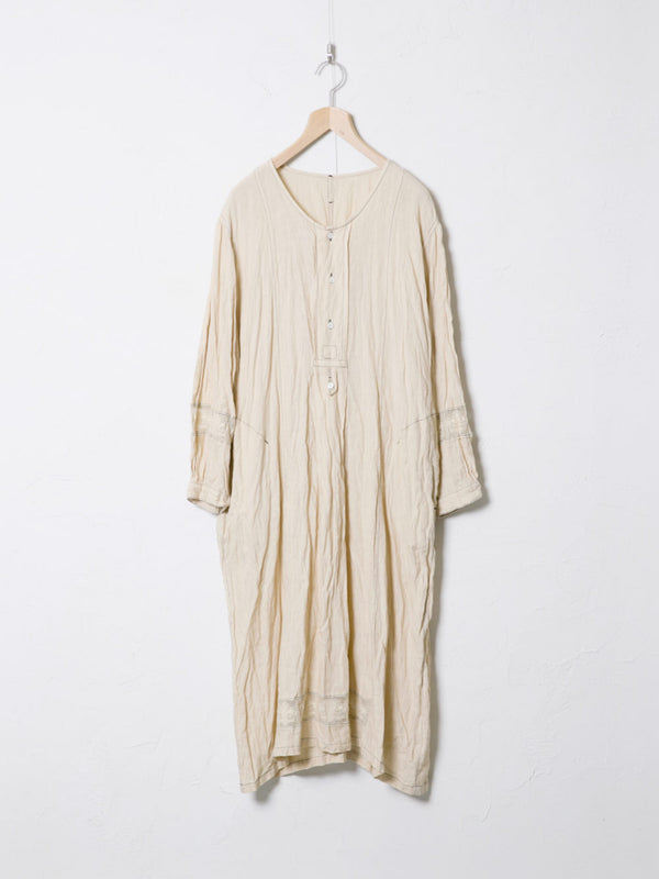 Woven Linen Dress with Lace