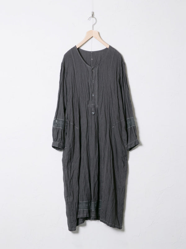 Woven Linen Dress with Lace