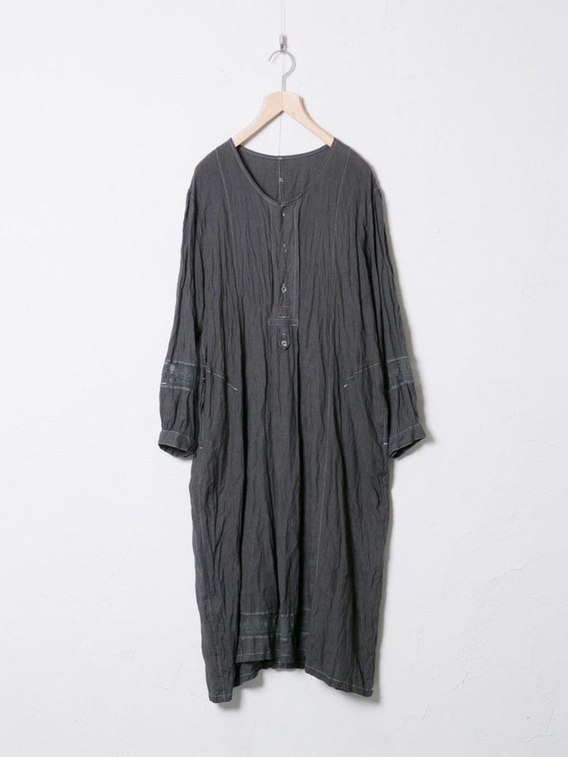 Woven Linen Dress with Lace