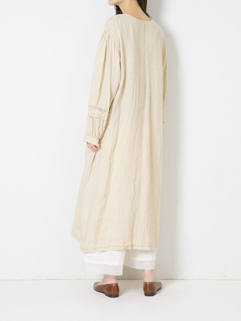 Woven Linen Dress with Lace
