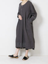 Woven Linen Dress with Lace