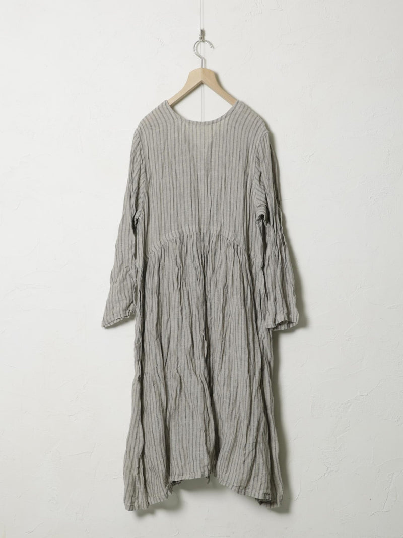 Linen Ticking Wrap Dress