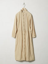 Woven Linen-Cotton Dress 03, Pintuck Contrast Stitch