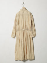 Woven Linen-Cotton Dress 03, Pintuck Contrast Stitch