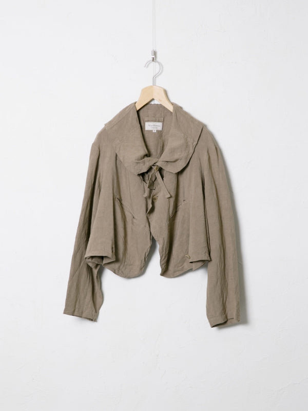 Woven Linen Canvas 2-Way Blouson