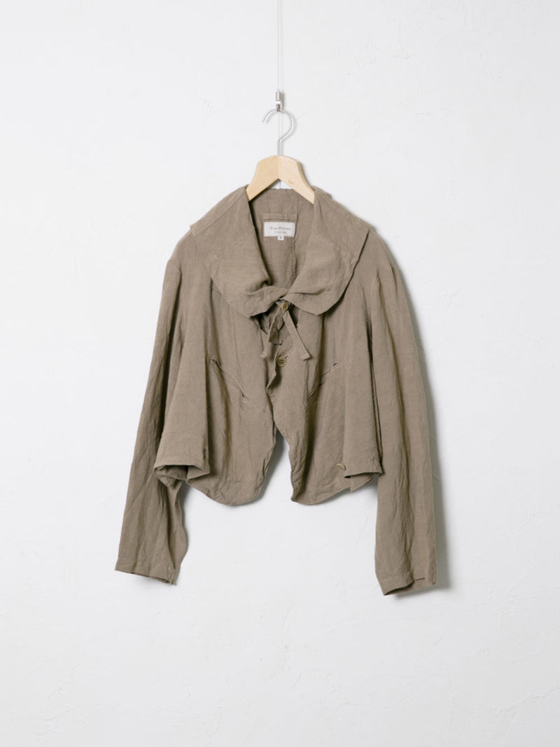 Woven Linen Canvas 2-Way Blouson