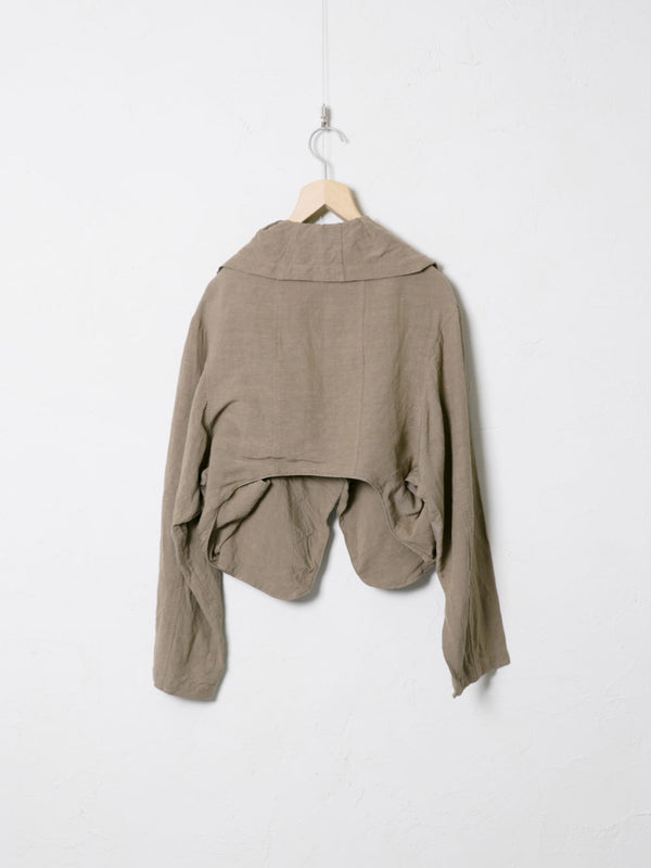 Woven Linen Canvas 2-Way Blouson