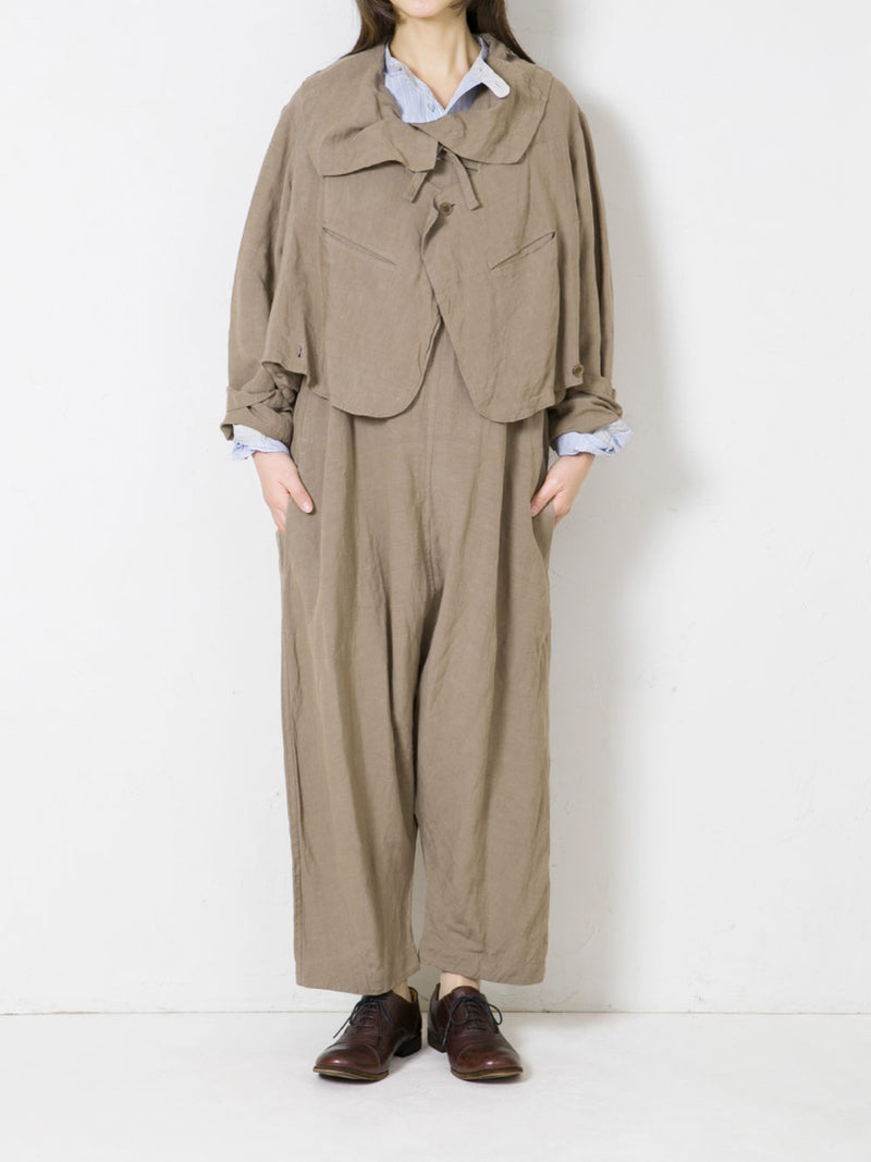 Woven Linen Canvas 2-Way Blouson