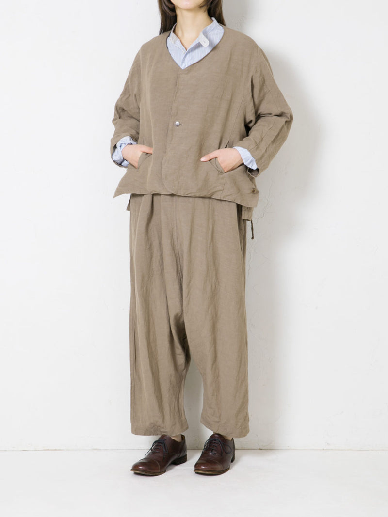 Woven Linen Canvas 2-Way Blouson