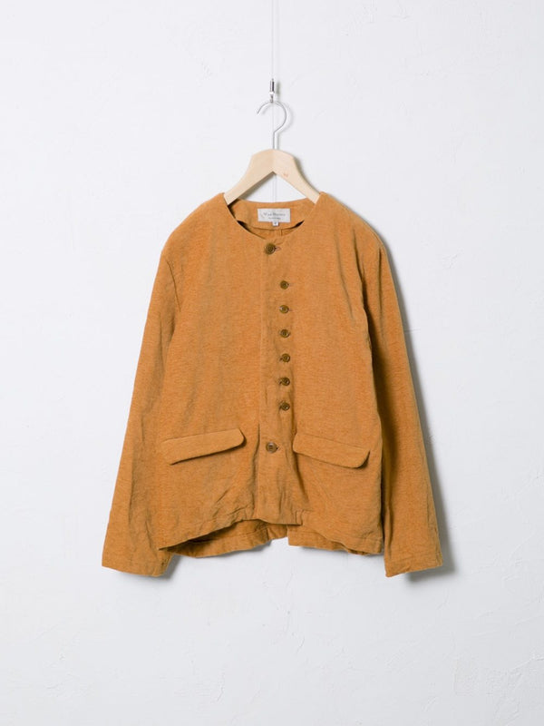 Cotton Linen Vintage Mole Collarless Jacket