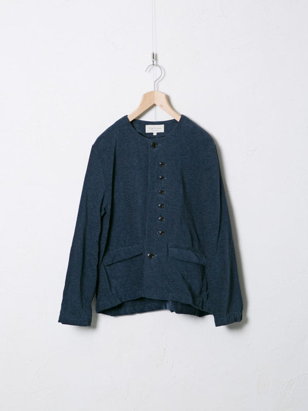 Cotton Linen Vintage Mole Collarless Jacket