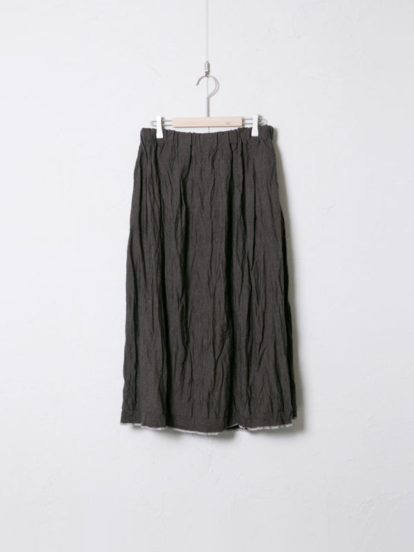 Woven Linen-Bamboo Chambray Gathered Skirt