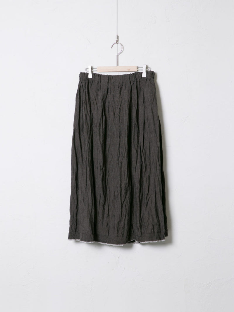 Woven Linen-Bamboo Chambray Gathered Skirt