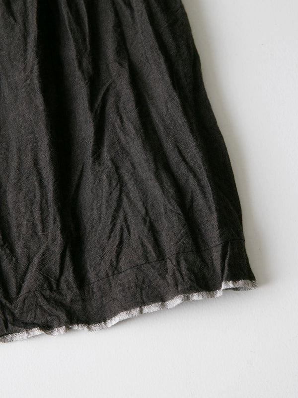 Woven Linen-Bamboo Chambray Gathered Skirt