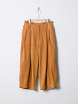 Woven Cotton Linen Vintage Mole Two-Pleat Wide Pants