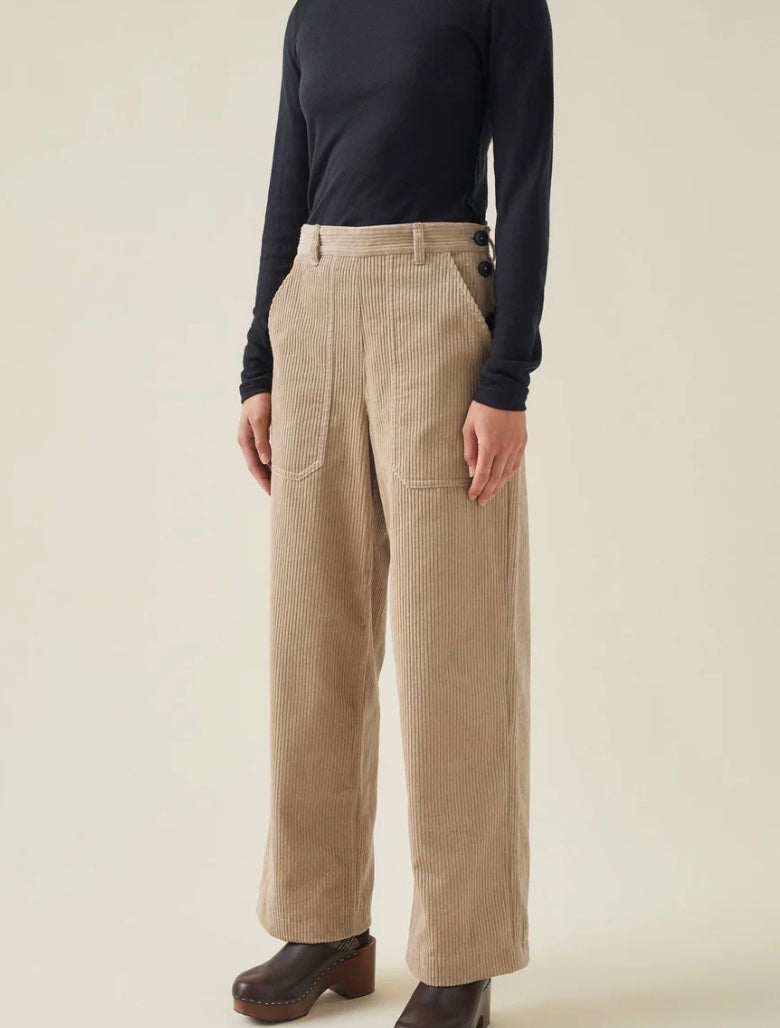 Annie Side Button Organic Cord Trouser