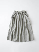 Linen Twill Drawstring Gathered Skirt