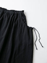 Linen Twill Drawstring Gathered Skirt