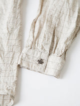 Glen Check Seersucker Frill Stand Collar Shirt