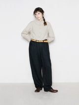 Glen Check Seersucker Frill Stand Collar Shirt