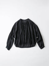 Dobby Check Sheer Gathered Blouse
