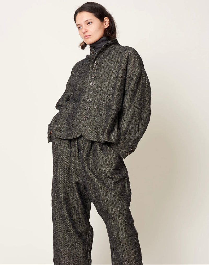 Woven Wool Linen Herringbone Jacket