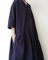 Linen Cotton Open Collar Dress