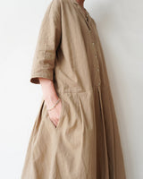 Linen Cotton Open Collar Dress