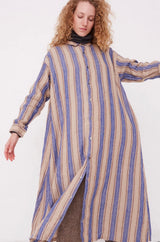 Woven Linen Stripe Shirt Dress