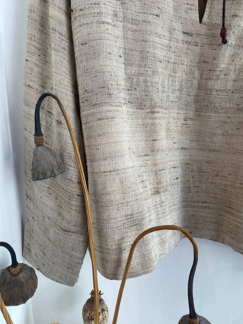 Hemani Long Sleeve Woven Top, Leather Tie