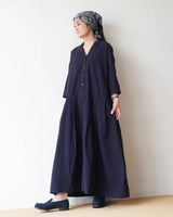 Linen Cotton Open Collar Dress