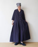 Linen Cotton Open Collar Dress