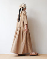 Linen Cotton Open Collar Dress