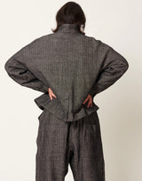 Woven Wool Linen Herringbone Jacket