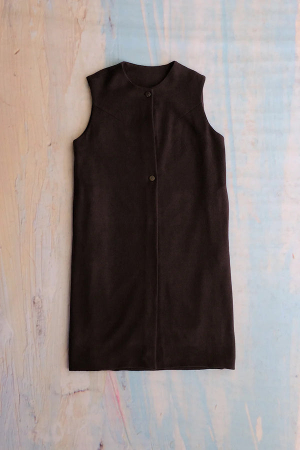 Scarlet Merino Wool Dress, Deep Umber Brown