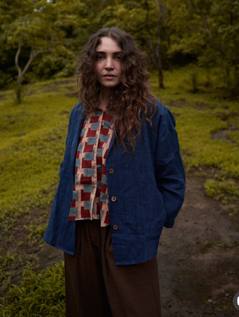 Midnight Blue Oversized Shirt Jacket