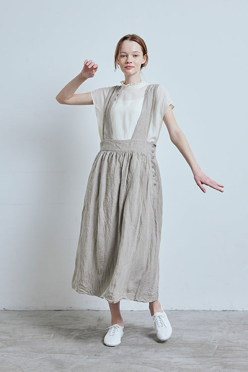 Curious Linen Suspender Skirt