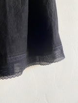 Linen Bamboo Skirt with Lace, Black